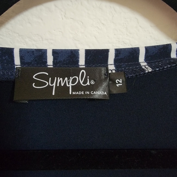 Sympli Couture Blue Front Pocket Stripped Tunic with 3/4 Sleeves - Picture 2 of 4